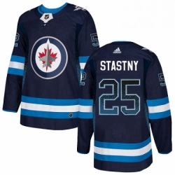 Mens Adidas Winnipeg Jets 25 Paul Stastny Authentic Navy Blue Drift Fashion NHL Jersey 