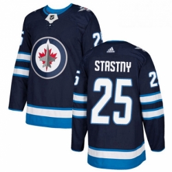 Mens Adidas Winnipeg Jets 25 Paul Stastny Premier Navy Blue Home NHL Jersey 