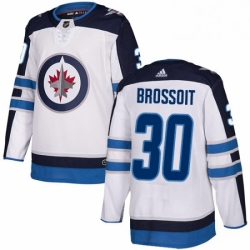 Mens Adidas Winnipeg Jets 30 Laurent Brossoit Authentic White Away NHL Jersey 