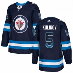 Mens Adidas Winnipeg Jets 5 Dmitry Kulikov Authentic Navy Blue Drift Fashion NHL Jersey 