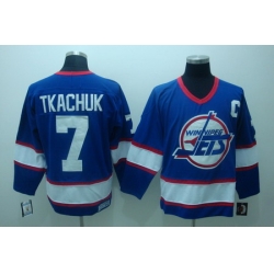 WINNIPEG JETS 7 KEITH TKACHUK CCM VINTAGE blue Jerseys