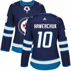 Womens Adidas Winnipeg Jets 10 Dale Hawerchuk Authentic Navy Blue Home NHL Jersey 