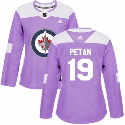 Womens Adidas Winnipeg Jets 19 Nic Petan Authentic Purple Fights Cancer Practice NHL Jersey 