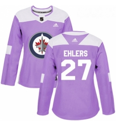 Womens Adidas Winnipeg Jets 27 Nikolaj Ehlers Authentic Purple Fights Cancer Practice NHL Jersey 