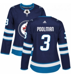 Womens Adidas Winnipeg Jets 3 Tucker Poolman Authentic Navy Blue Home NHL Jersey 