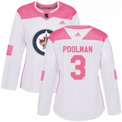 Womens Adidas Winnipeg Jets 3 Tucker Poolman Authentic WhitePink Fashion NHL Jersey 