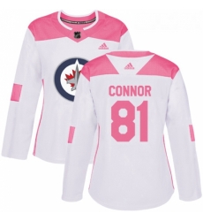 Womens Adidas Winnipeg Jets 81 Kyle Connor Authentic WhitePink Fashion NHL Jersey 