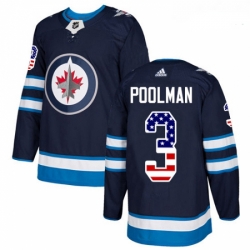 Youth Adidas Winnipeg Jets 3 Tucker Poolman Authentic Navy Blue USA Flag Fashion NHL Jersey 