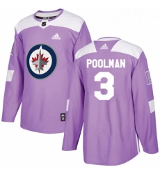 Youth Adidas Winnipeg Jets 3 Tucker Poolman Authentic Purple Fights Cancer Practice NHL Jersey 