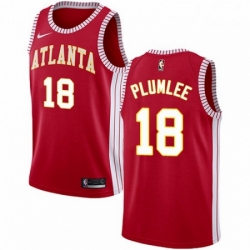 Mens Nike Atlanta Hawks 18 Miles Plumlee Swingman Red NBA Jersey Statement Edition 