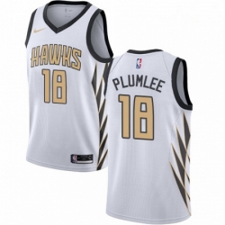 Mens Nike Atlanta Hawks 18 Miles Plumlee Swingman White NBA Jersey City Edition 