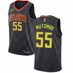 Mens Nike Atlanta Hawks 55 Dikembe Mutombo Authentic Black Road NBA Jersey Icon Edition 