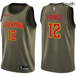 Youth Nike Atlanta Hawks 12 Taurean Prince Swingman Green Salute to Service NBA Jersey 