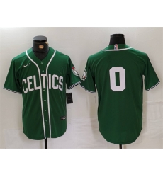 Men Boston Celtics 0 Jayson Tatum Green With Patch Stitched Baseball Jersey