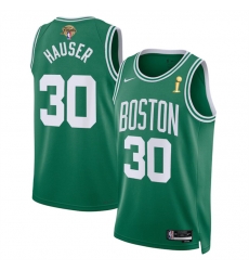 Men Boston Celtics 30 Sam Hauser Kelly Green 2024 Finals Champions Icon Edition Stitched Basketball Jersey