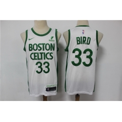 Men Boston Celtics 33 Larry Bird White 2021 Nike City Edition Swingman Stitched NBA Jersey With The Sponsor Logo