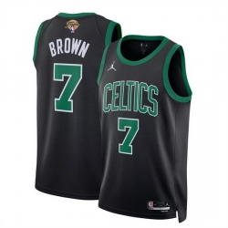Men Boston Celtics 7 Jaylen Brown Black 2024 Finals Statement Edition Stitched Basketball Jersey