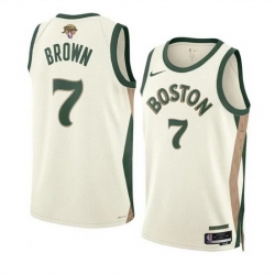 Men Boston Celtics 7 Jaylen Brown Cream 2024 Finals City Edition Stitched Basketball Jersey