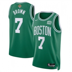 Men Boston Celtics 7 Jaylen Brown Kelly Green 2024 Finals Icon Edition Stitched Basketball Jersey