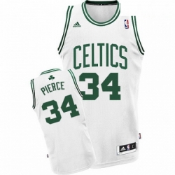 Mens Adidas Boston Celtics 34 Paul Pierce Swingman White Home NBA Jersey 