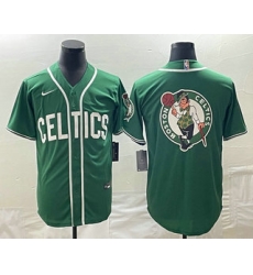 Men's Boston Celtics Big Logo Green Stitched Baseball Jersey