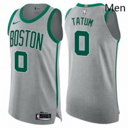 Mens Nike Boston Celtics 0 Jayson Tatum Authentic Gray NBA Jersey City Edition 