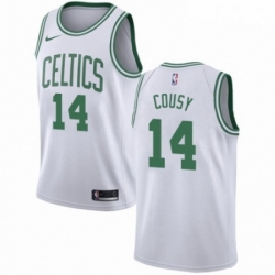 Mens Nike Boston Celtics 14 Bob Cousy Authentic White NBA Jersey Association Edition