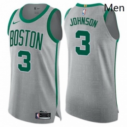 Mens Nike Boston Celtics 3 Dennis Johnson Authentic Gray NBA Jersey City Edition