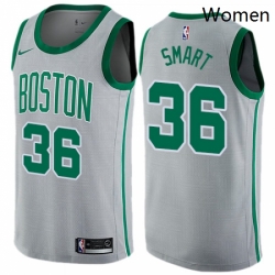 Womens Nike Boston Celtics 36 Marcus Smart Swingman Gray NBA Jersey City Edition