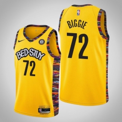 Men Nike 2019-20 Nets Biggie #72 City Jersey Yellow