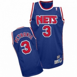 Mens Adidas Brooklyn Nets 3 Drazen Petrovic Authentic Blue Throwback NBA Jersey