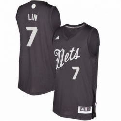 Mens Adidas Brooklyn Nets 7 Jeremy Lin Authentic Black 2016 2017 Christmas Day NBA Jersey