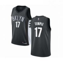 Mens Brooklyn Nets 17 Garrett Temple Authentic Gray Basketball Jersey Statement Edition 