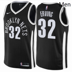 Mens Nike Brooklyn Nets 32 Julius Erving Swingman Black NBA Jersey City Edition