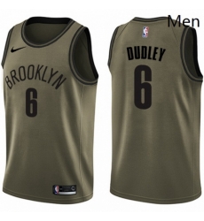 Mens Nike Brooklyn Nets 6 Jared Dudley Swingman Green Salute to Service NBA Jersey 