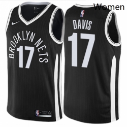 Womens Nike Brooklyn Nets 17 Ed Davis Swingman Black NBA Jersey City Edition 