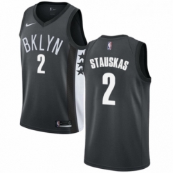 Womens Nike Brooklyn Nets 2 Nik Stauskas Authentic Gray NBA Jersey Statement Edition 