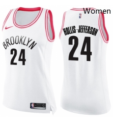 Womens Nike Brooklyn Nets 24 Rondae Hollis Jefferson Swingman WhitePink Fashion NBA Jersey