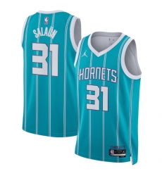 Men Charlotte Hornets 31 Tidjane Salaun Teal 2024 Draft Icon Edition Stitched Basketball Jersey