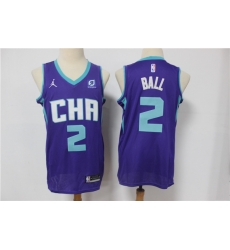 Men Nike Charlotte Hornets 2 LaMelo Ball Purple NBA Jordan Swingman 2021 Jordan Brand Jersey