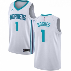 Womens Nike Jordan Charlotte Hornets 1 Muggsy Bogues Swingman White NBA Jersey Association Edition 