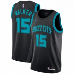 Womens Nike Jordan Charlotte Hornets 15 Kemba Walker Swingman Black NBA Jersey 2018 19 City Edition