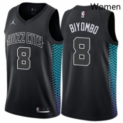 Womens Nike Jordan Charlotte Hornets 8 Bismack Biyombo Swingman Black NBA Jersey City Edition 