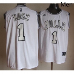 Bulls 1 Derrick Rose White On White Stitched NBA Jersey