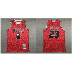 Bulls Bape 23 Michael Jordan Red 1996 97 Hardwood Classics Jersey