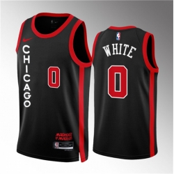 Men Chicago Bulls 0 Coby White Black 2023 24 City Edition Stitched Basketball Jersey