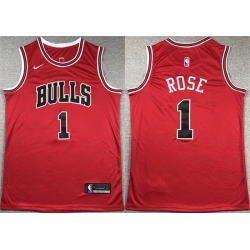Men Chicago Bulls 1 Derrick Rose Red Stitched Basketball Jersey