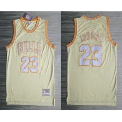 Men Chicago Bulls 23 Michael Jordan Gold Hardwood Classics Soul Throwback Limited Jersey