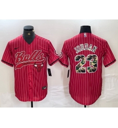 Men Chicago Bulls 23 Michael Jordan Gray Camo Cool Base Stitched Baseball Jersey 6