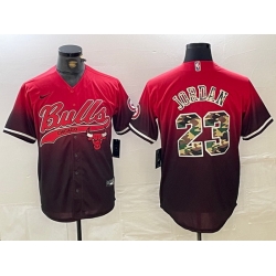 Men Chicago Bulls 23 Michael Jordan Red Black With Patch Cool Base Stitched Baseball jerseys 1